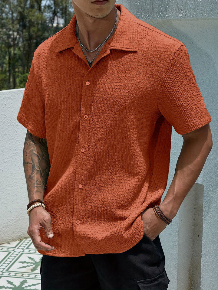 Men's casually cut shirt made of crinkled cotton blend with Kent collar StylebySassy