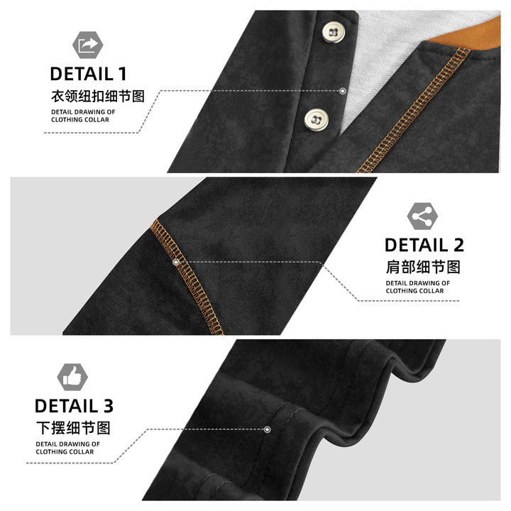 Men's casual short sleeve Grandad shirt with short button placket, contrast piping and washed soft structure StylebySassy