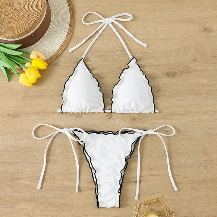 Women Triangle Bikini Set with playful ruffle detail StylebySassy