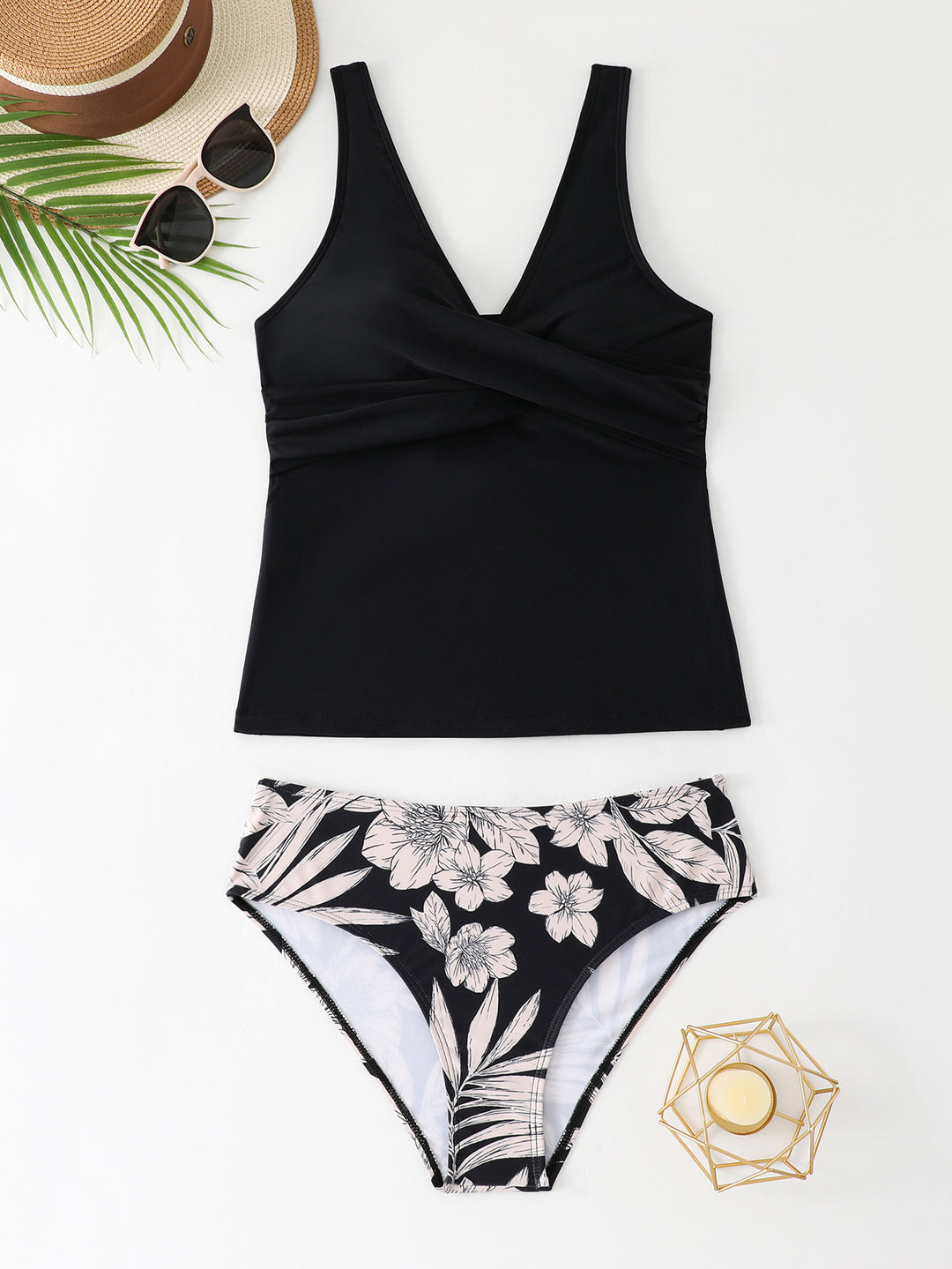 Women's Fashionable Tankini with Floral Bottom StylebySassy