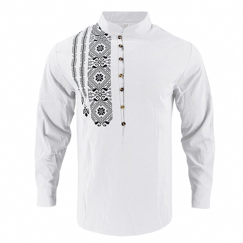 Men's embroidered cotton kurta shirt with stand collar StylebySassy