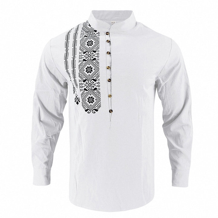 Men's embroidered cotton kurta shirt with stand collar StylebySassy