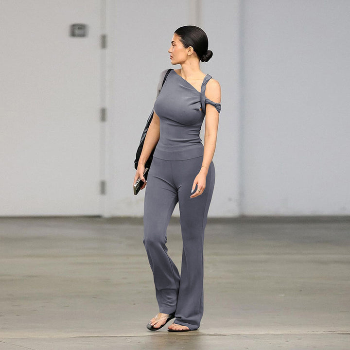 Women Trendy Jumpsuit with Asymmetrical Design and Elegant Strap