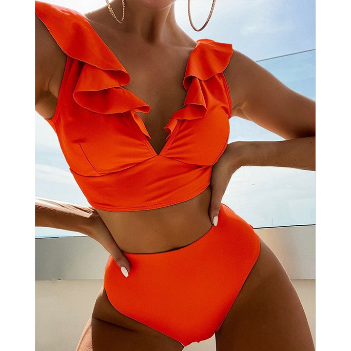 Women's bikini set with voluminous ruffle details and high-cut briefs StylebySassy