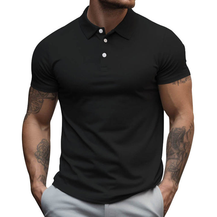 Men's tailored elastic piqué polo shirt with classic collar StylebySassy