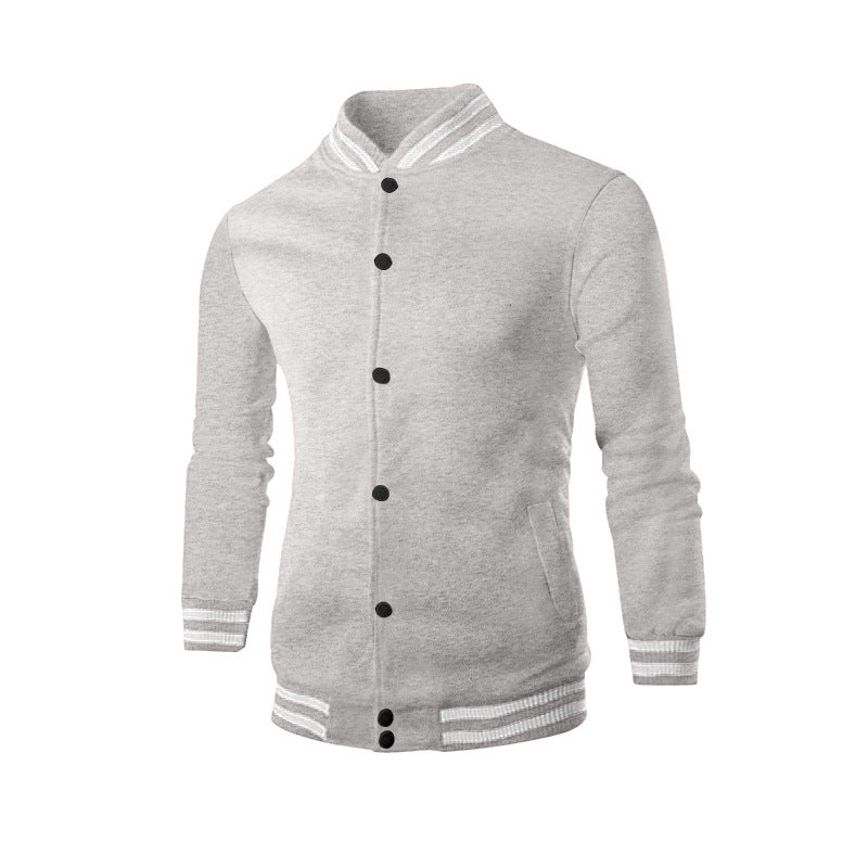 Men's slim college jacket in college style with snap button placket and contrasting ribbed cuffs StylebySassy