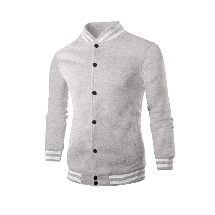 Men's slim college jacket in college style with snap button placket and contrasting ribbed cuffs StylebySassy