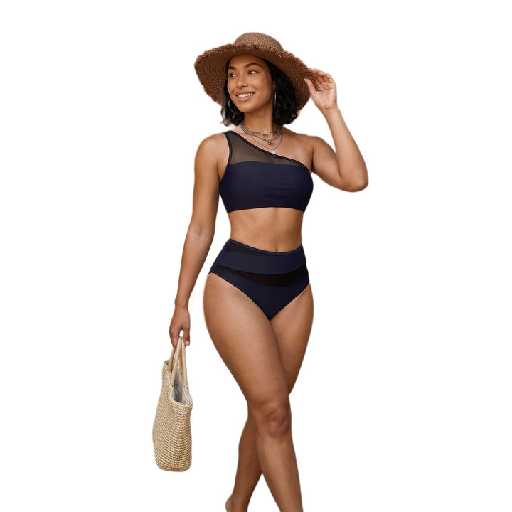 Women's Fashionable Bikini Suit with Asymmetrical Top and High Waist StylebySassy