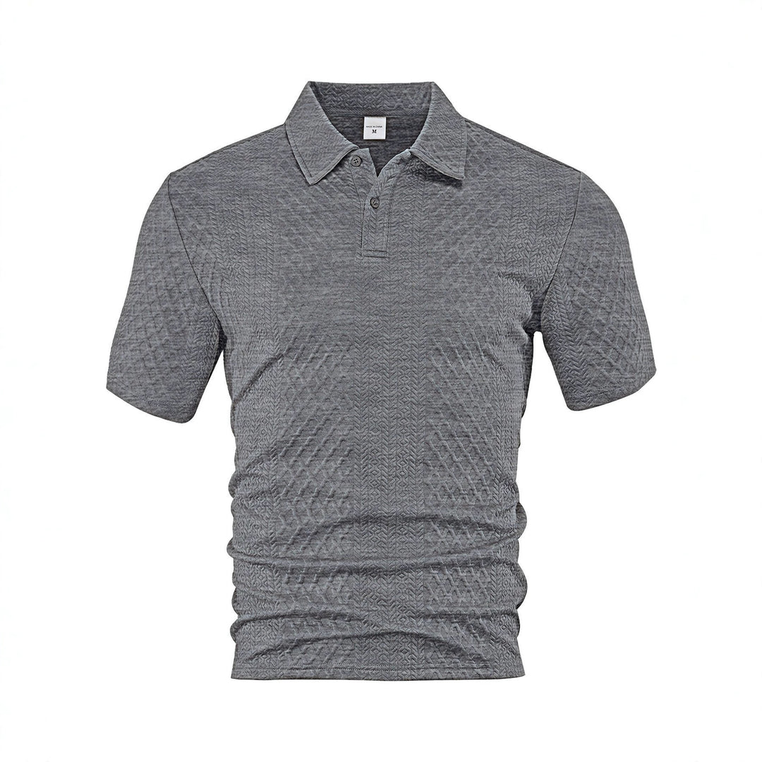 Men's textured jacquard polo shirt short sleeves slim fit with polo collar StylebySassy