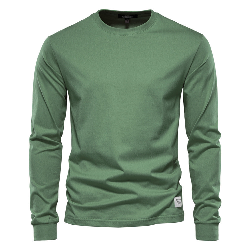 Men's classic long-sleeved cotton shirt with round neck and elastic cuffs StylebySassy