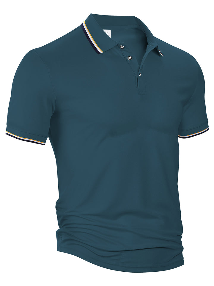 Men's classic polo shirt made of piqué with contrasting stripes at the collar StylebySassy