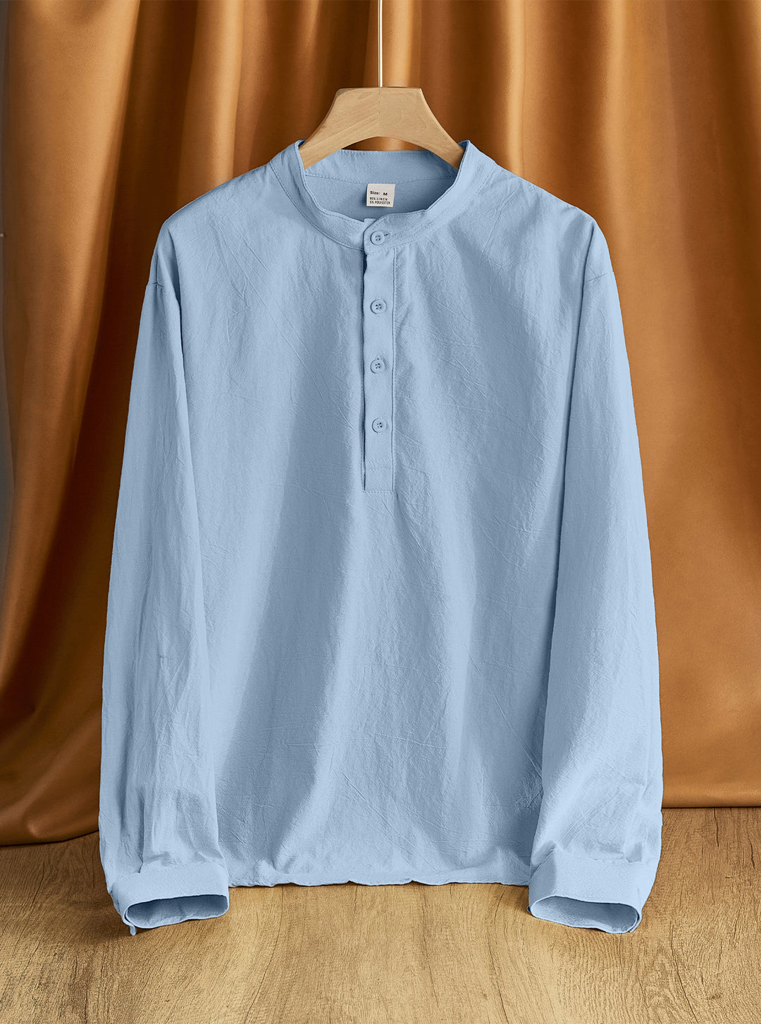 Men's Nehru collar Henley made of cotton stretch with concealed button placket and slim fit StylebySassy