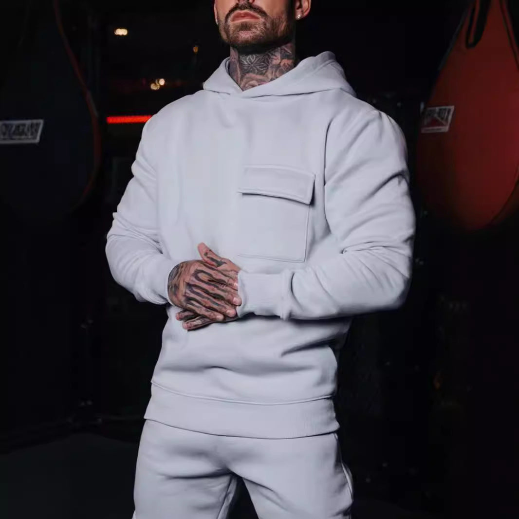 Men's casual athletic hoodie with patch pocket made of heavy French terry StylebySassy