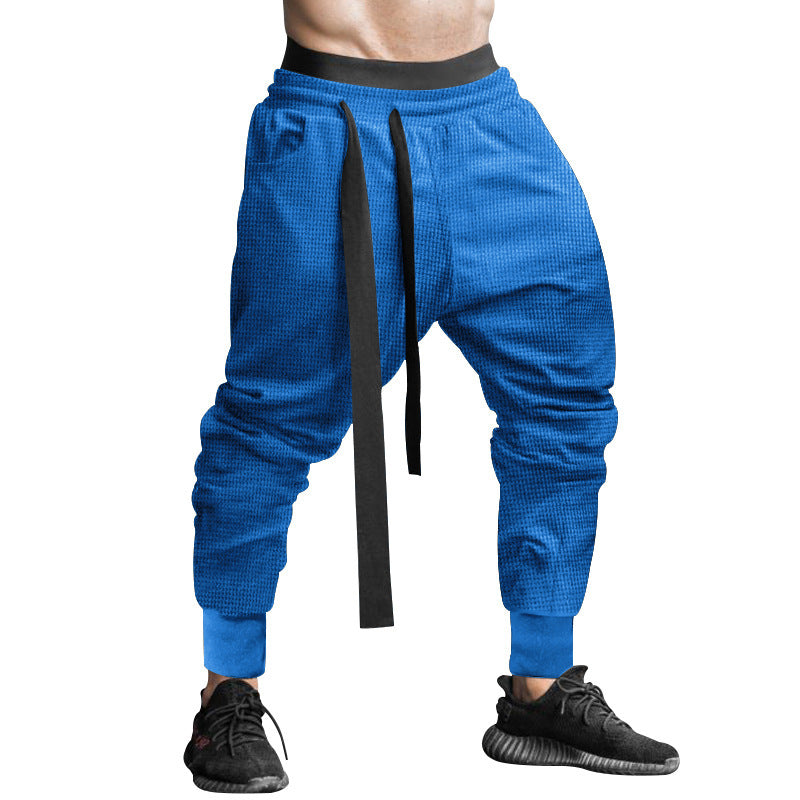 Men's waffle texture joggers with a low rise elastic comfort waistband and tapered leg opening StylebySassy