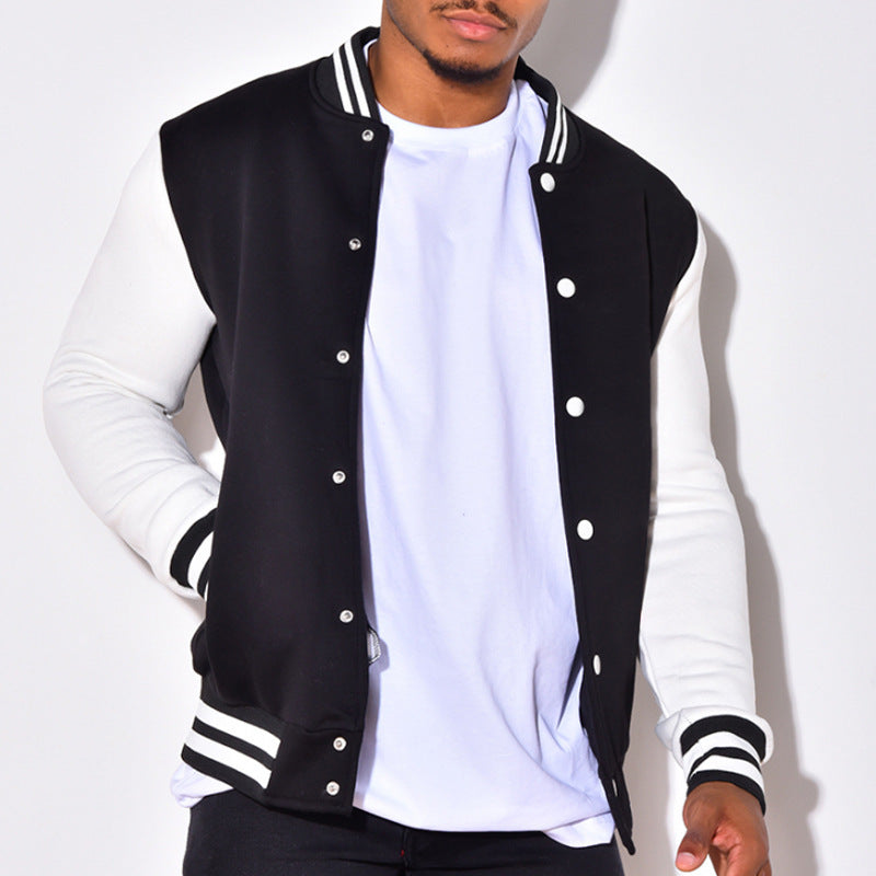 Men's Nano Retro Sports Bomber Jacket with Press Button Placket, Contrast Sleeves and Ribbed Cuffs StylebySassy