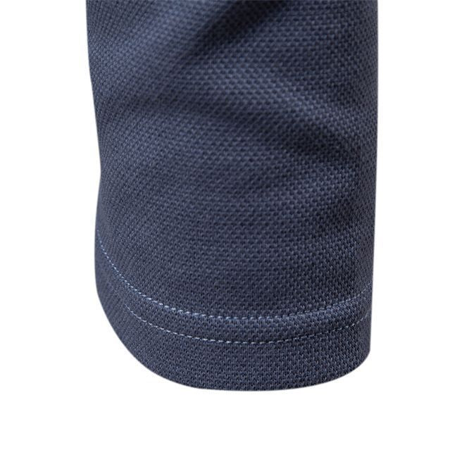 Men's long-sleeved polo shirt with open V-neck, slim fit and tone-on-tone collar embroidery StylebySassy