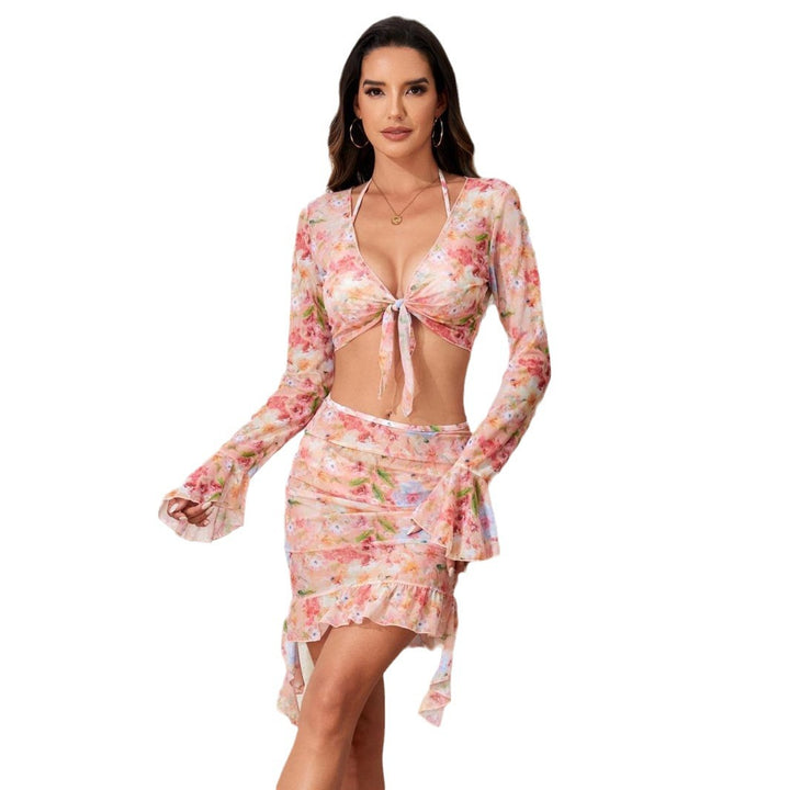 Women Blouse Swimsuit with Colorful Flower Pattern StylebySassy
