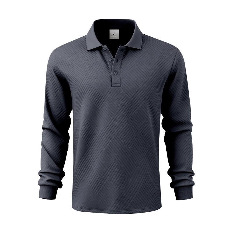 Men's long-sleeve polo shirt made of textured jacquard knit StylebySassy