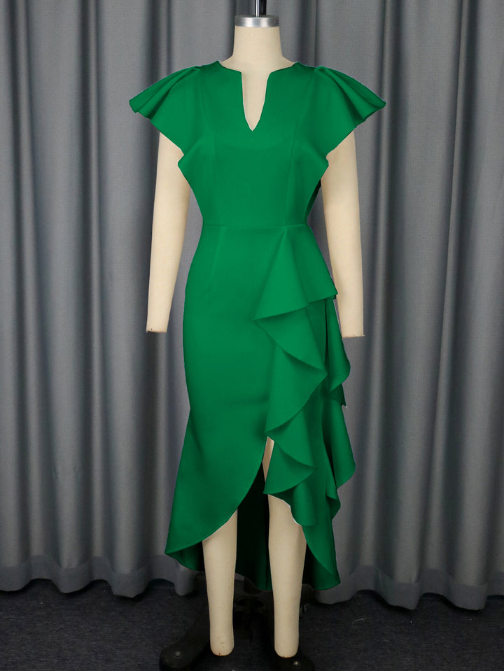 Women Elegant Wrap Dress with Voluminous Draping StylebySassy