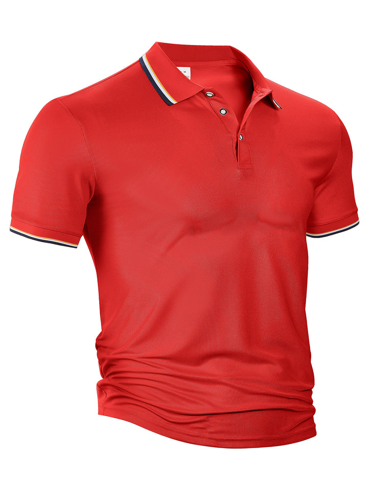 Men's classic polo shirt made of piqué with contrasting stripes at the collar StylebySassy