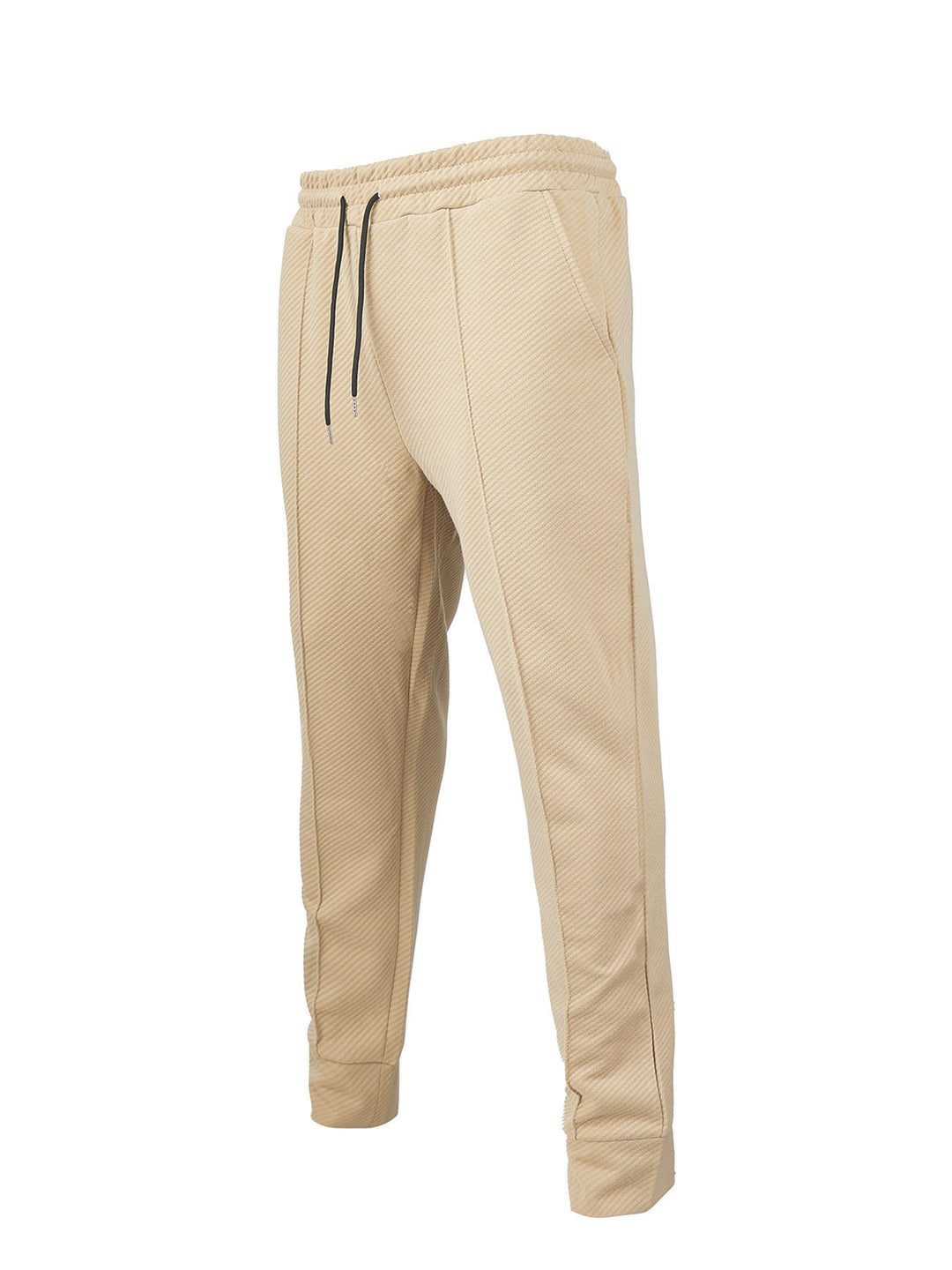 Men's diagonal structured comfort jog pants with pre-shaped inseam and ribbed ankle cuff StylebySassy