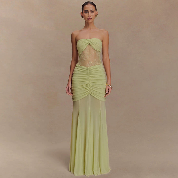 Ladies Elegant Maxi Dress with Sophisticated Ruffle Details StylebySassy