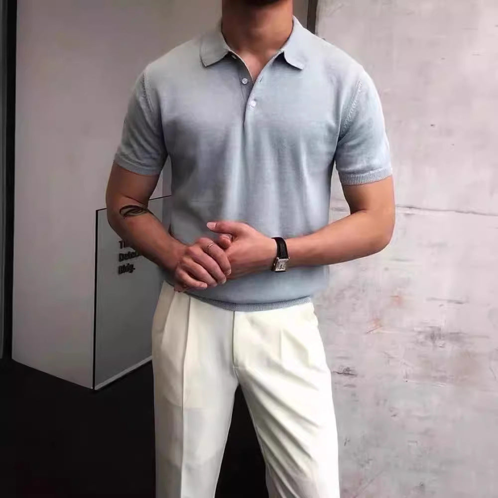 Men's nano Premium fine knit polo shirt with open shirt collar and subtle button placket StylebySassy