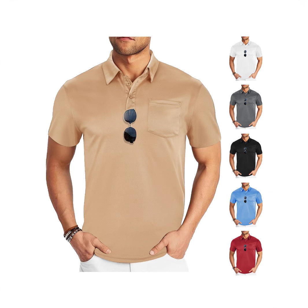 Men's functional polo shirt with chest pocket and breathable mesh structure StylebySassy