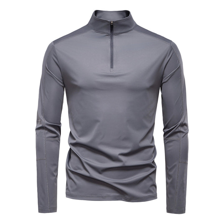 Men's functional long sleeve shirt with stand-up collar and half zipper StylebySassy