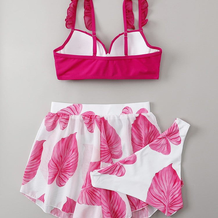 Women's bikini set with fringed shimmering top and airy skirt StylebySassy