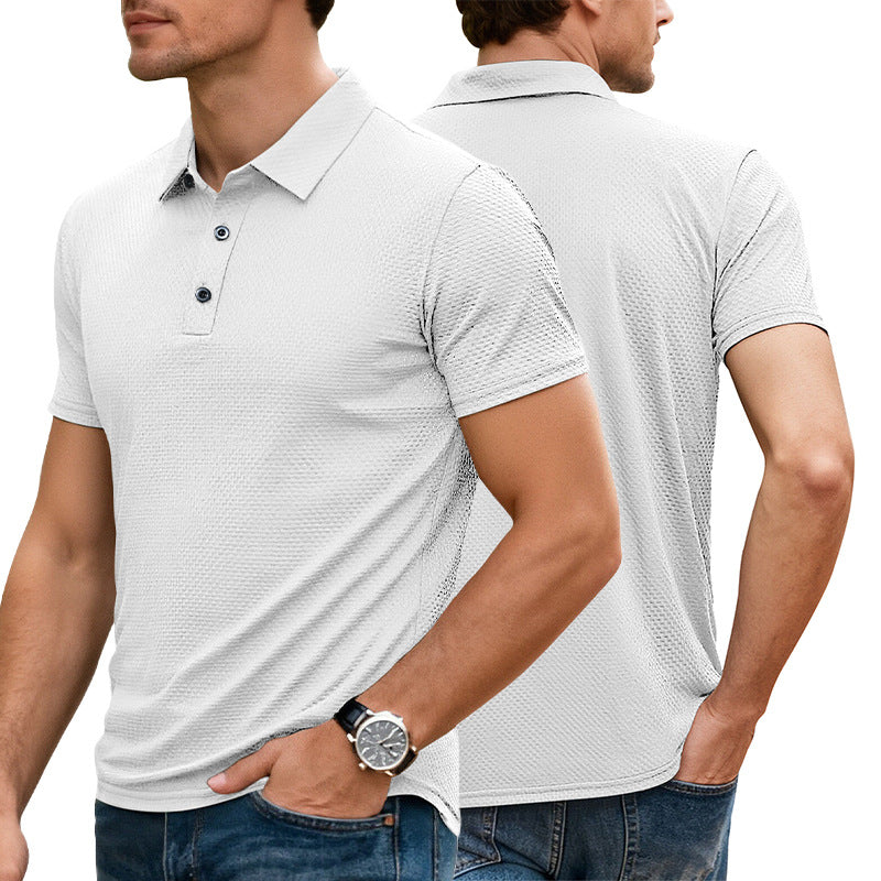Men's nano structured micro jacquard polo shirt with slim fit and elastic comfort stretch StylebySassy
