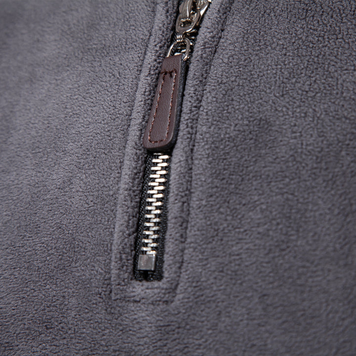 Men's lightweight fleece pullover with short zipper and stand-up collar StylebySassy