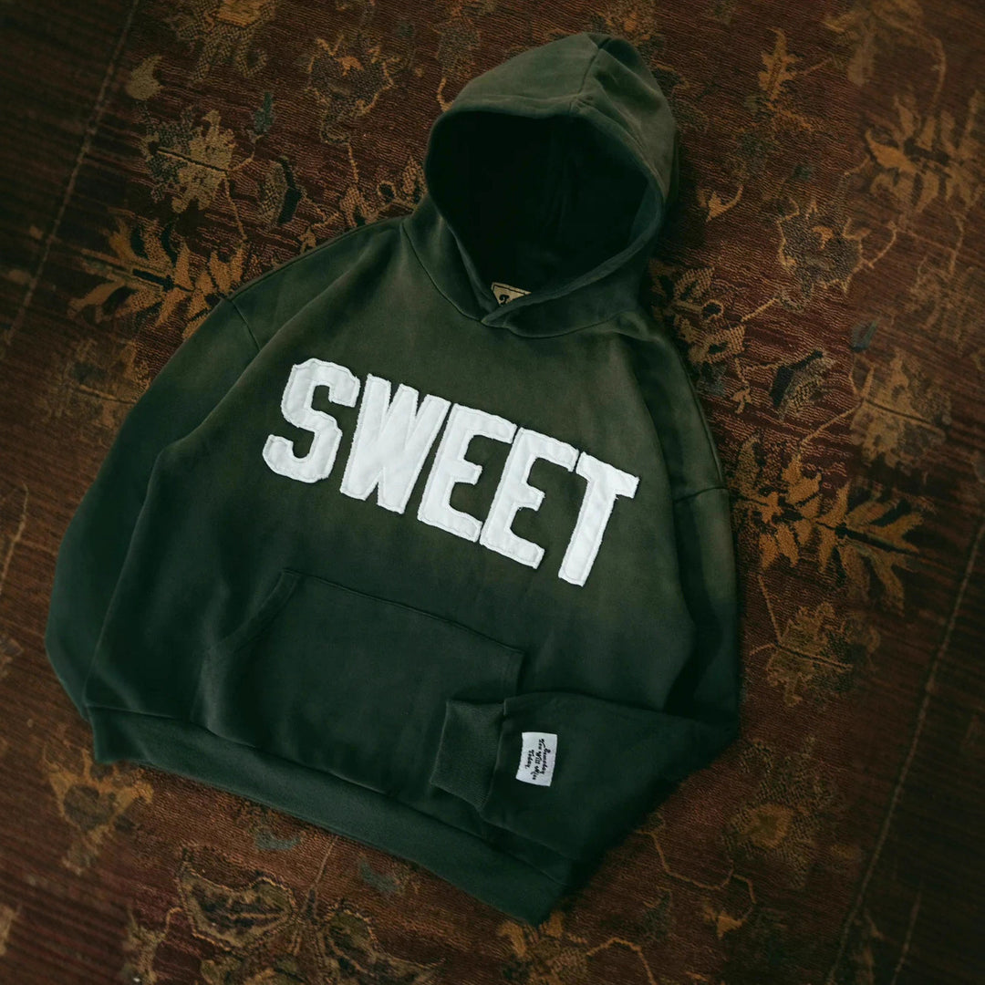 Unisex nan oversized hoodie with appliquéd letter patches and kangaroo pocket StylebySassy