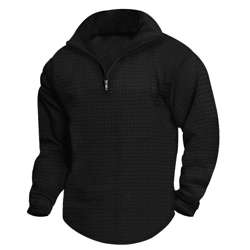 Men's stand-up collar sweatshirt with square structure and short front zip StylebySassy