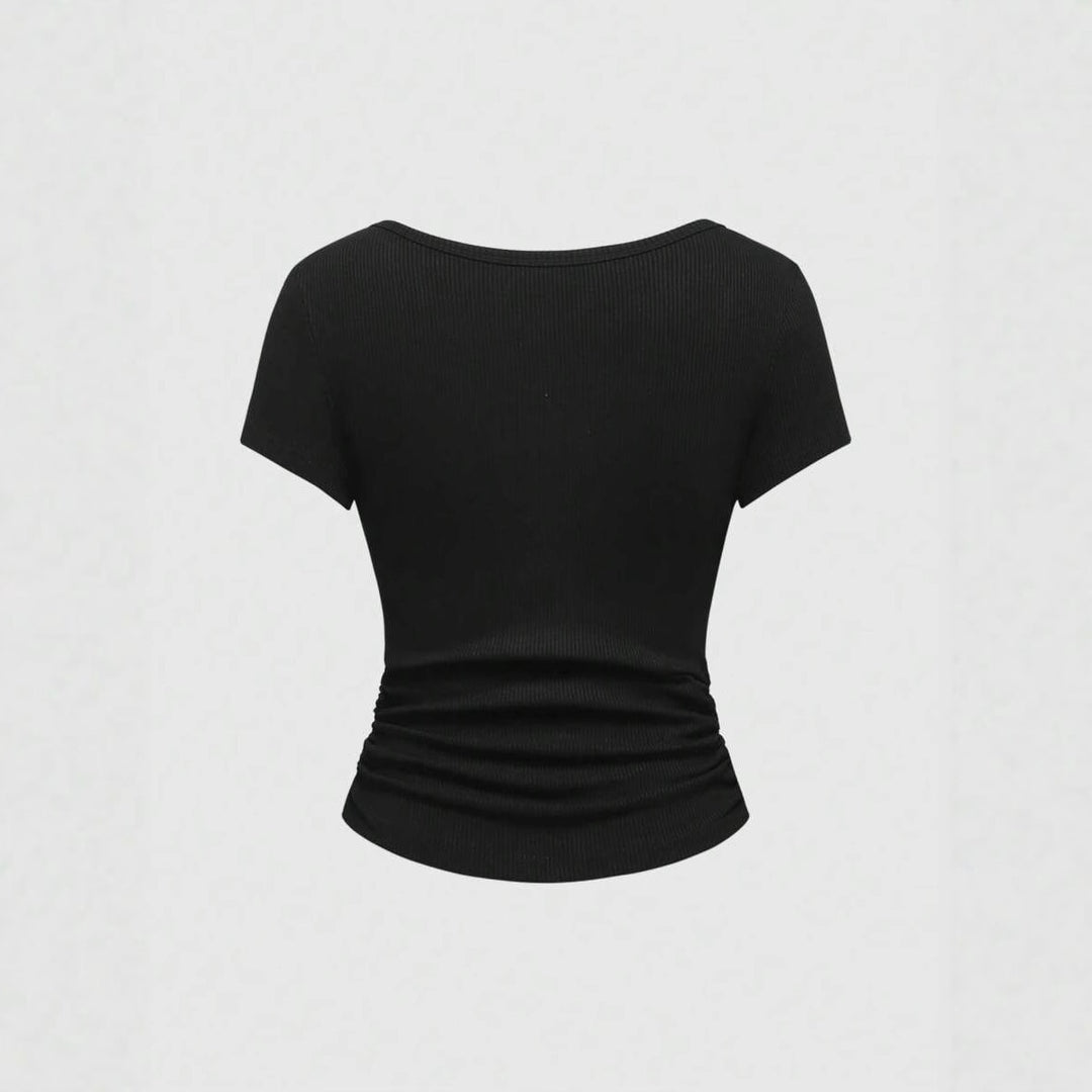 Women's fashionable and fitted top with ruffle details and studs StylebySassy