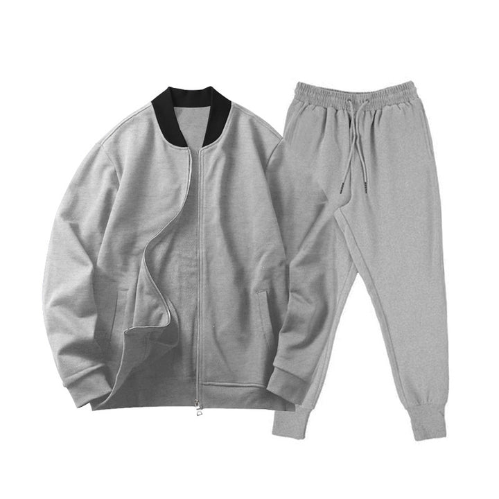 Men's casually cut sweat set with zip bomber jacket and tapered jogging pants made of soft cotton fleece StylebySassy