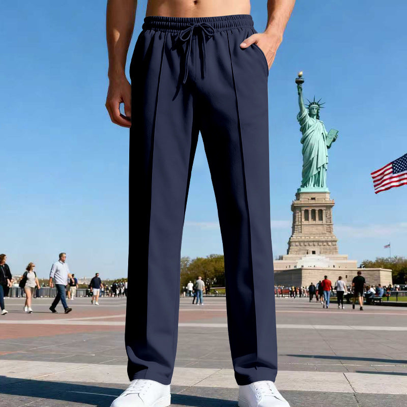 Men's casual-elegant pleated sweatpants with crease, elastic drawstring waistband and side pockets StylebySassy