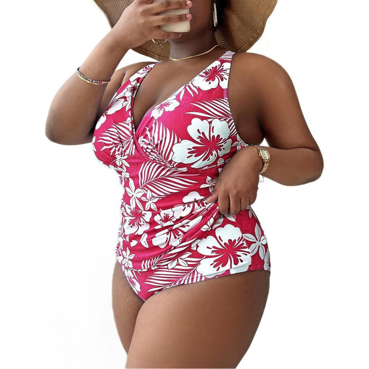 Women Elegant One-Piece Swimsuit with Floral Wrap Design StylebySassy