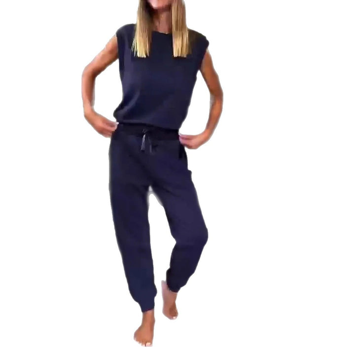 Women's urban jersey two-piece set with dropped shoulder and high-cut cord jog pant StylebySassy