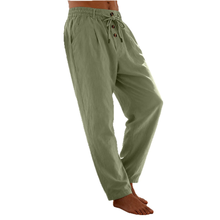 Men's nano lightweight lounge pants with elastic drawstring waistband, drawstring and decorative button placket StylebySassy