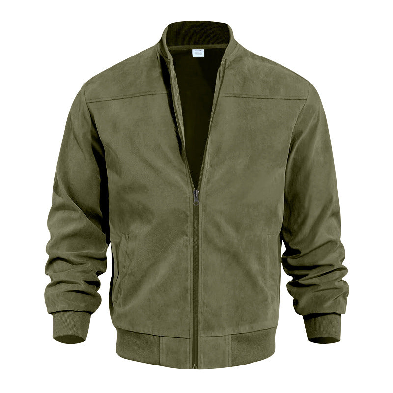 Men's sporty bomber jacket made of microfiber with zipper and ribbed hem StylebySassy
