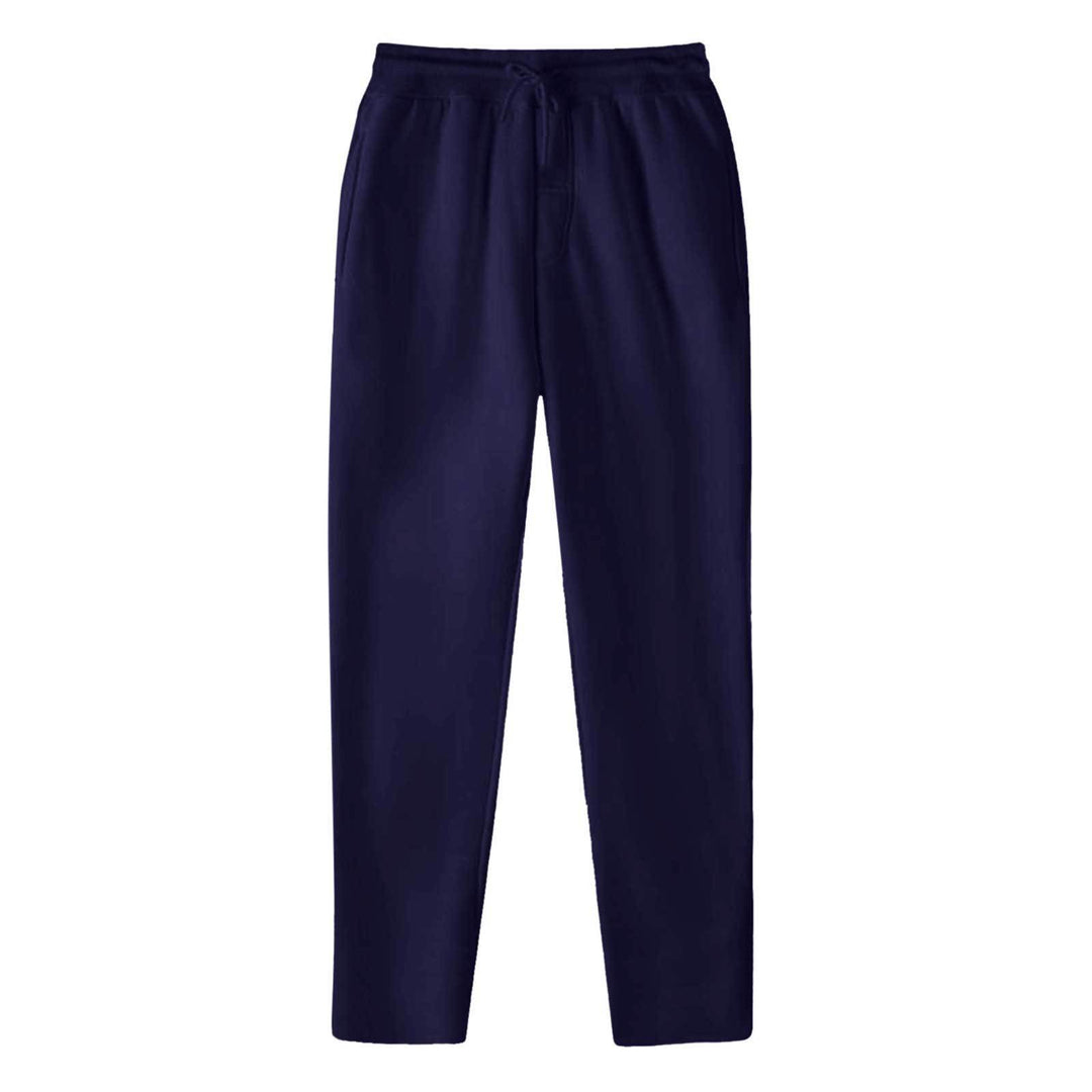 Men's straight-cut sweatpants made of mottled cotton blend with elastic waistband, drawstring, and side pockets StylebySassy