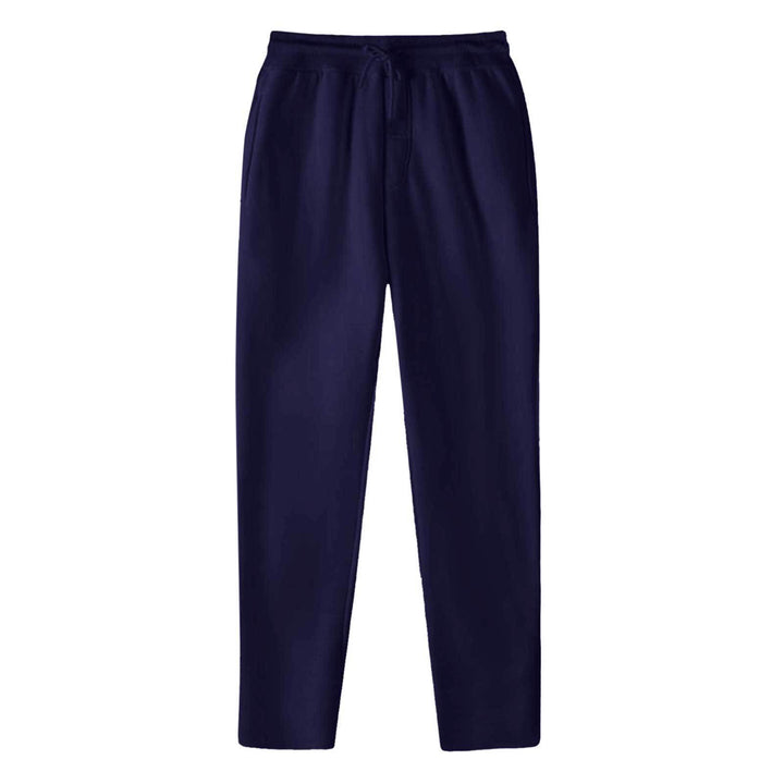 Men's straight-cut sweatpants made of mottled cotton blend with elastic waistband, drawstring, and side pockets StylebySassy