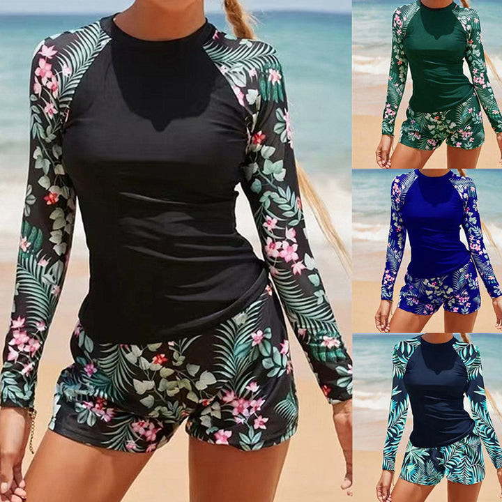 Women's UV Protection Rashguard Set with Floral Design StylebySassy