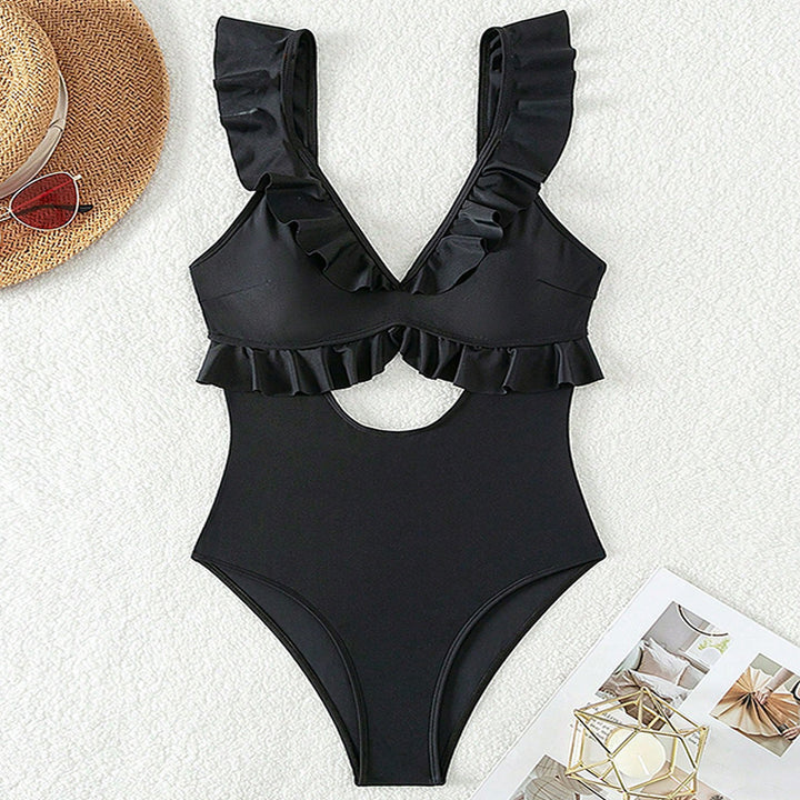 Women's one-piece swimsuit with decorative ruffle details StylebySassy