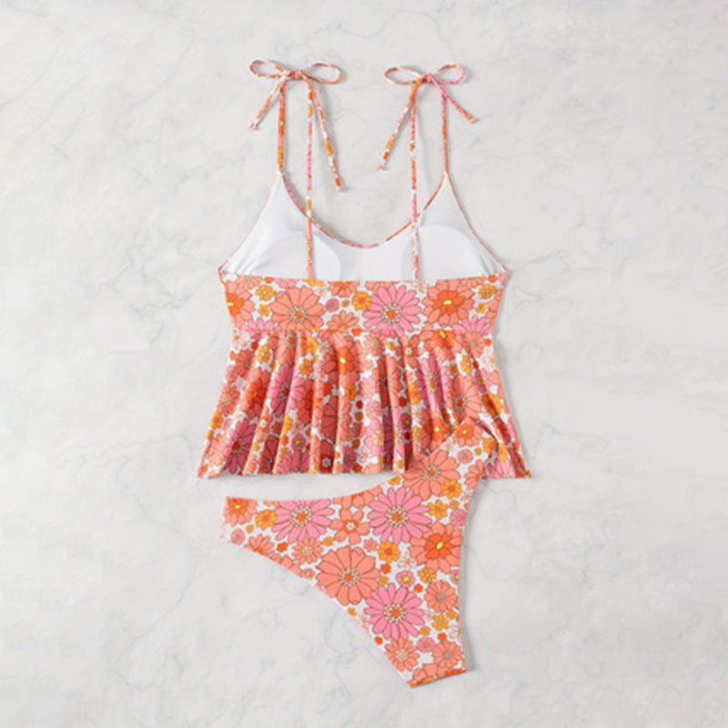 Ladies floral pattern bikini with voluminous top StylebySassy