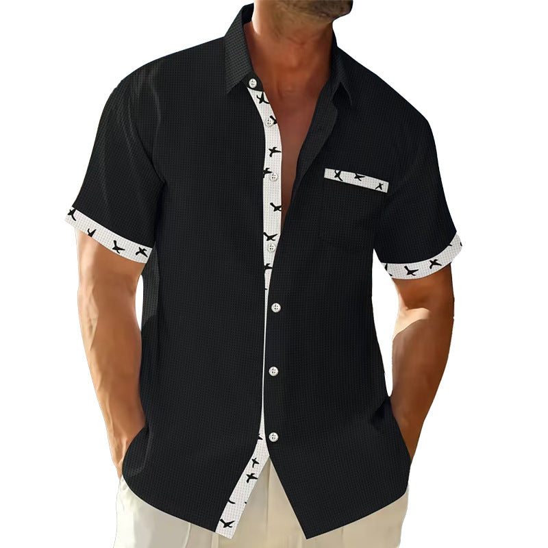 Men's structured short-sleeve shirt with chest pocket and contrast trim StylebySassy