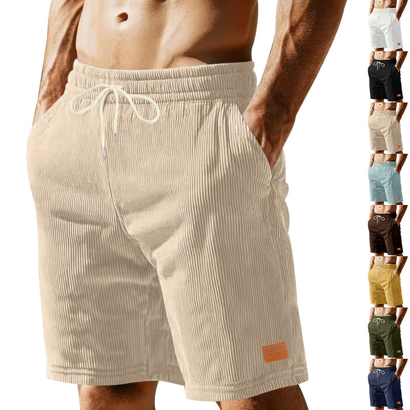 Men's casual Bermuda shorts made of finely structured cotton blend with elastic waistband and drawstring StylebySassy