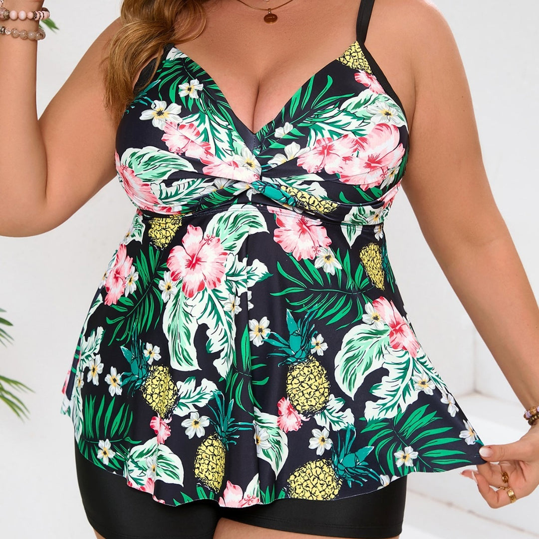 Women's tankini with floral design and shaping cut StylebySassy