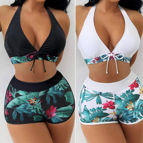 Ladies triangle bikini with floral shorts design StylebySassy